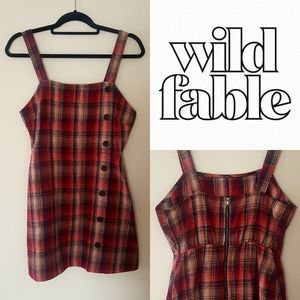 Wild Fable Plaid Strappy Side Button Mini Dress